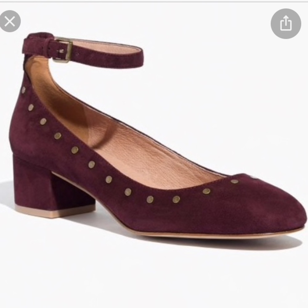 Madewell Suede Ankle Strap Inez in Aubergine